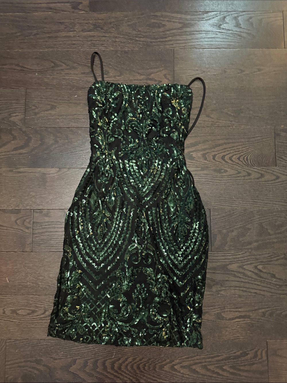 Windsor Green Sequin Bodycon Dress with Black Base